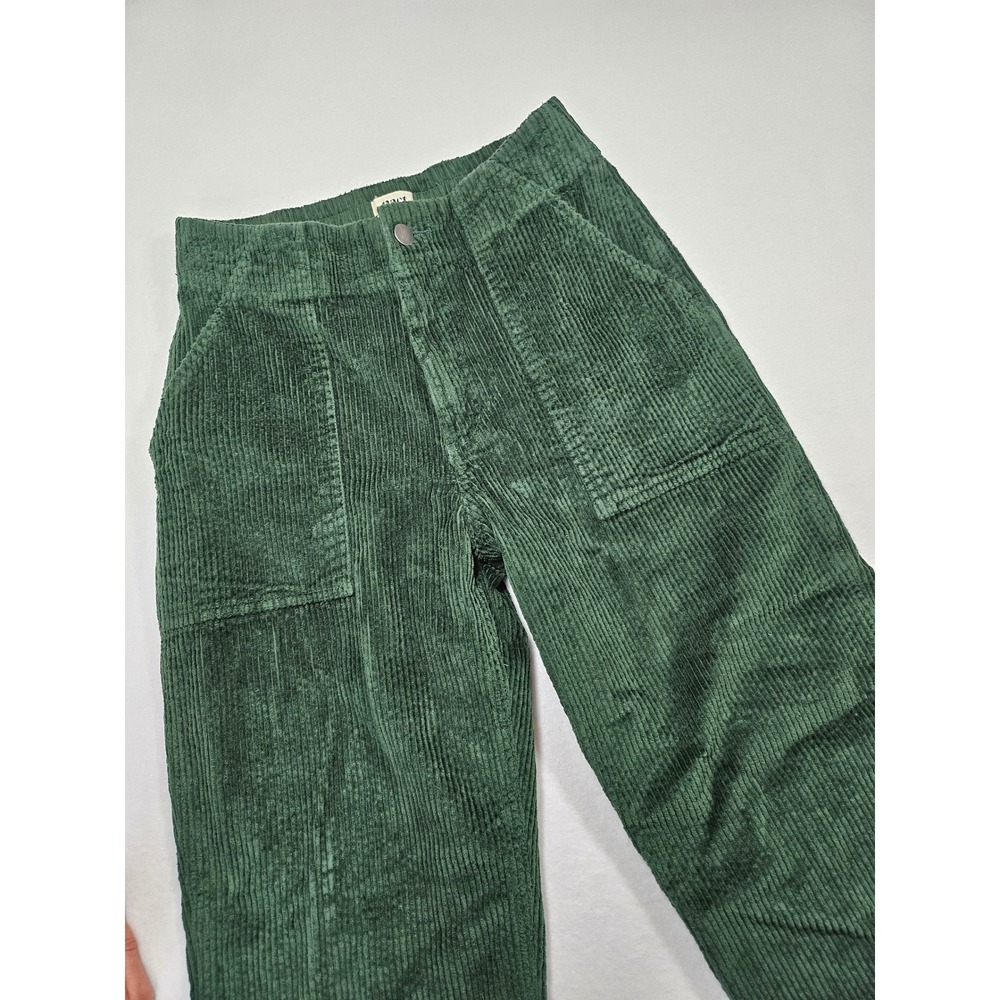 Pact Forest Green Organic Cotton Corduroy Straight Leg Utility Pants Womens Med - Picture 15 of 15